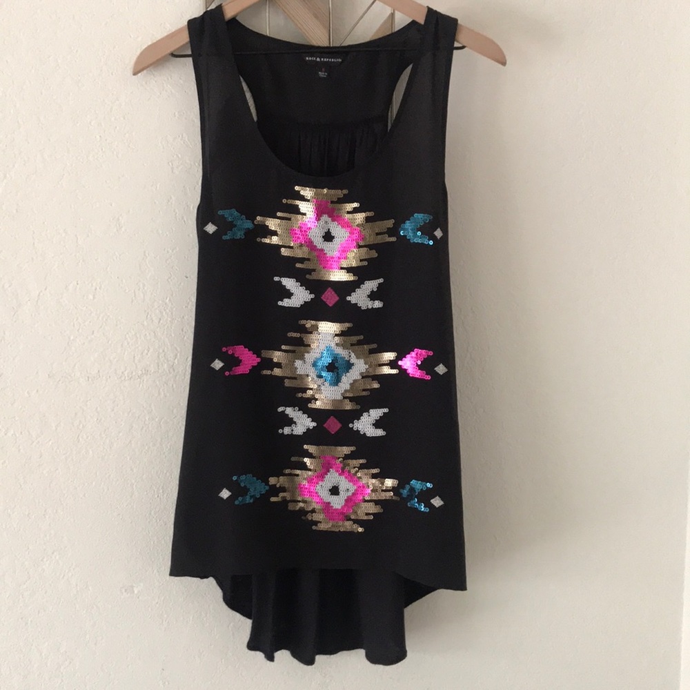 Rock & Republic Aztec sequin front racerback tank